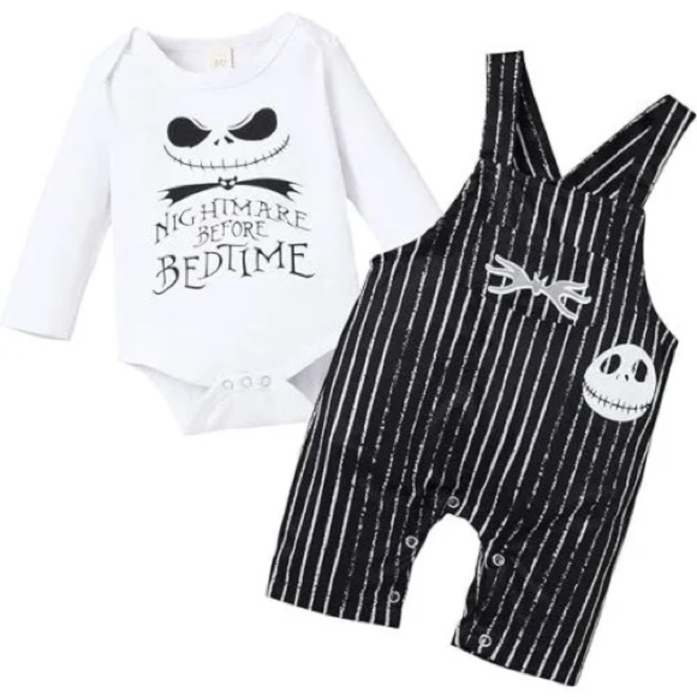Nightmare Before Christmas Baby Overalls With Jack Skellington Onesie